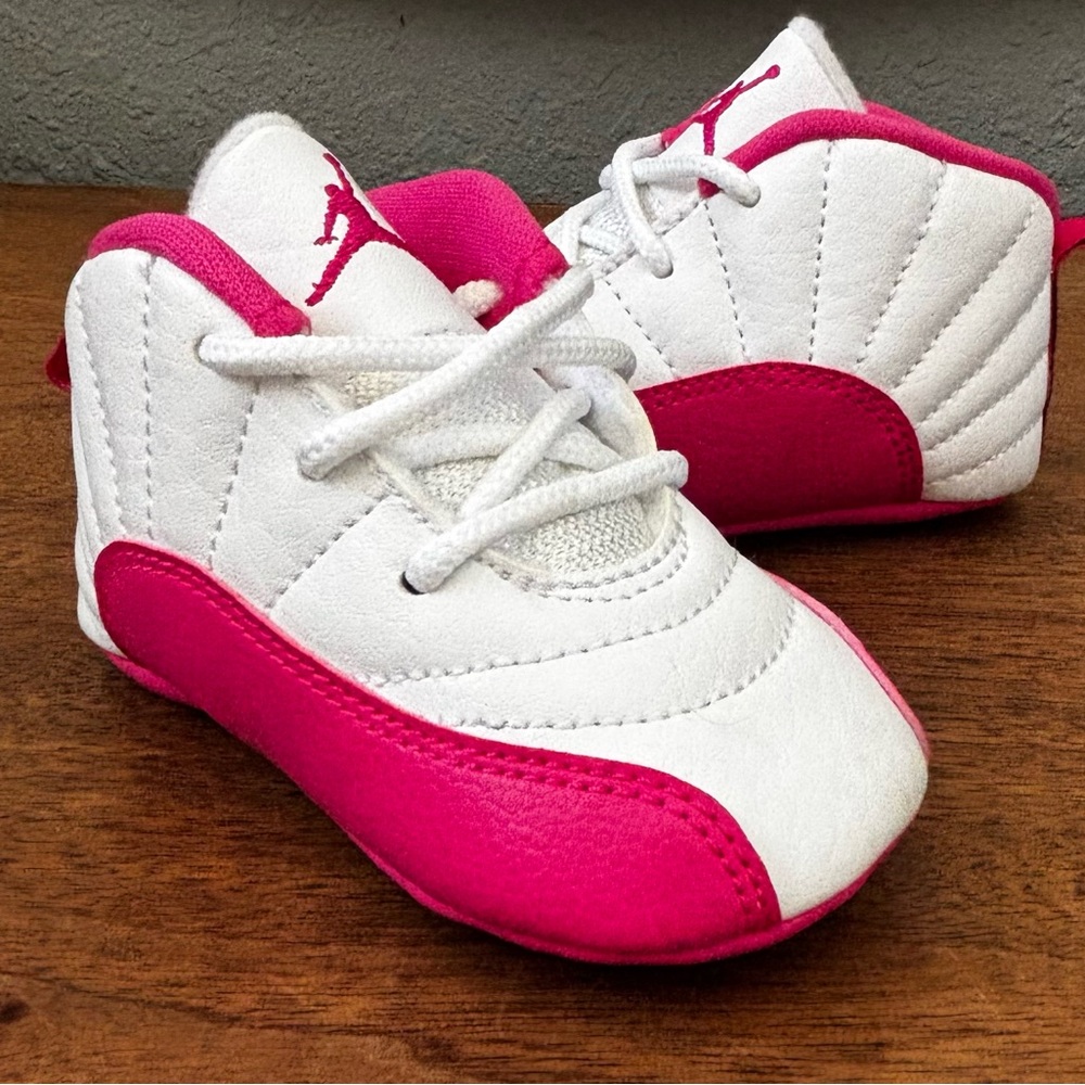 Nike Air Jordan 12  Pink and White Baby Size 3C